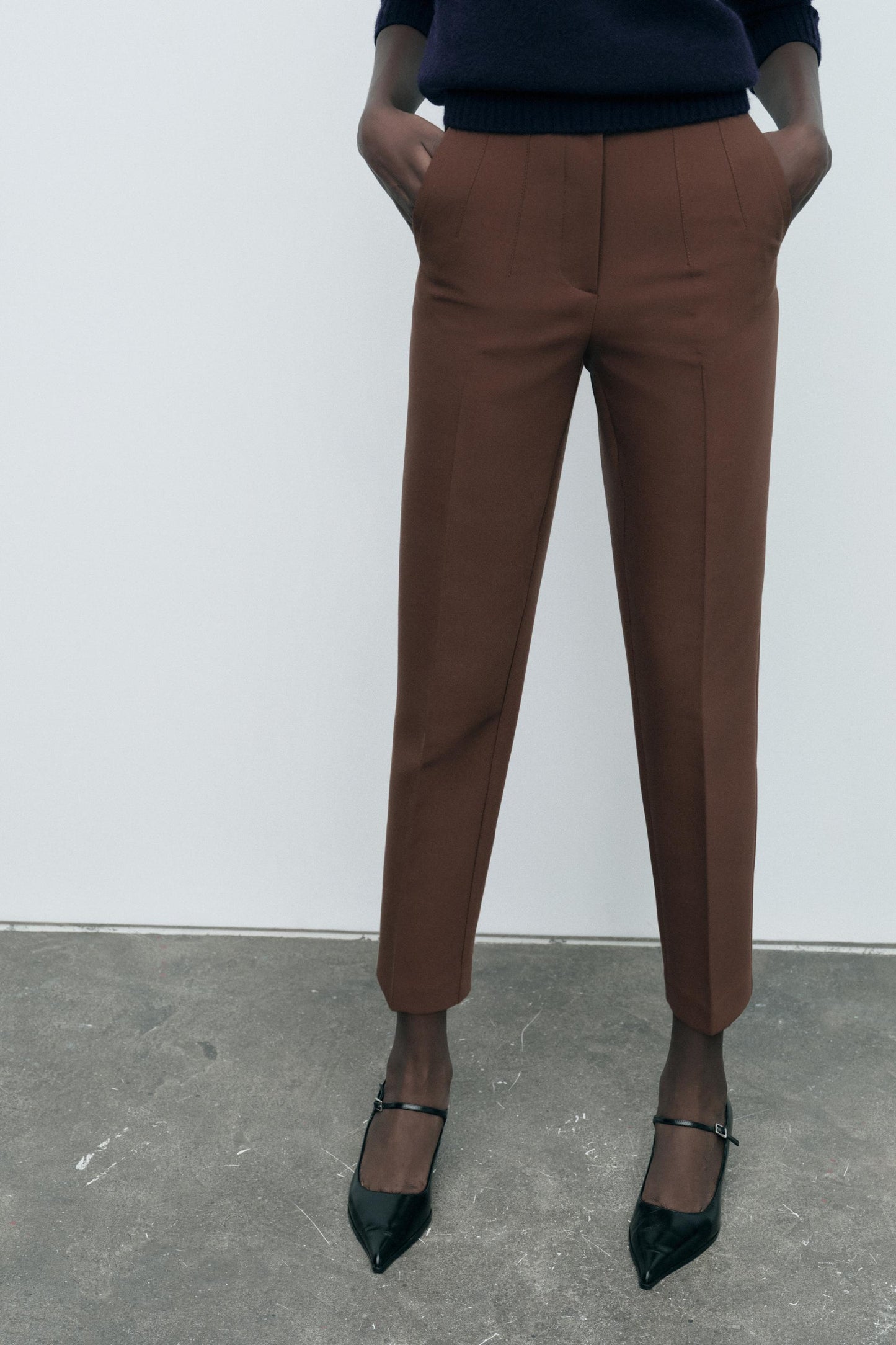 Pantalon tiro alto marron
