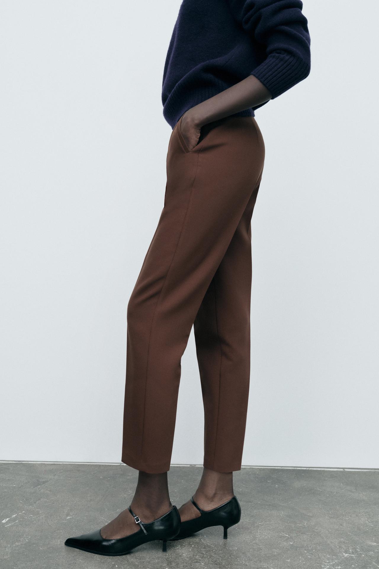 Pantalon tiro alto marron
