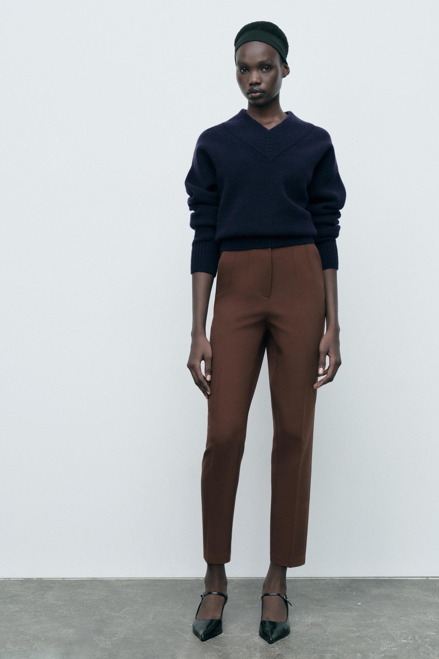 Pantalon tiro alto marron