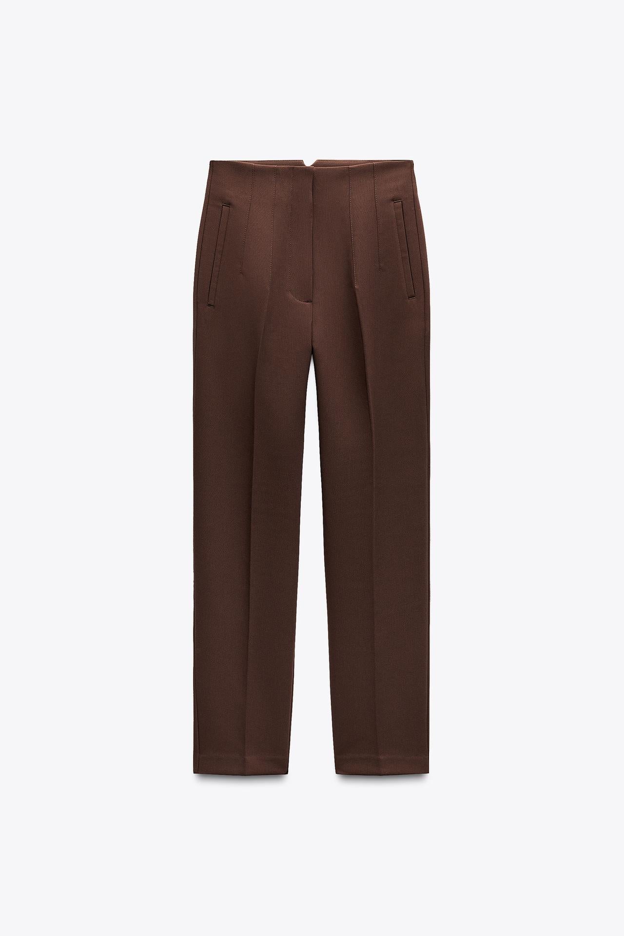 Pantalon tiro alto marron