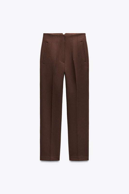 Pantalon tiro alto marron