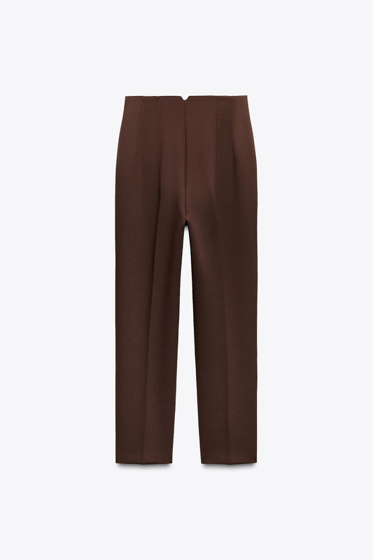 Pantalon tiro alto marron