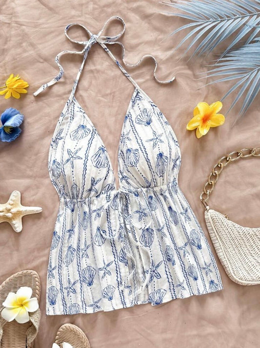 Top estampado con lazo