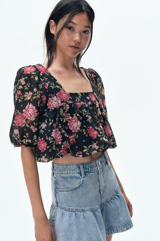 FALDA DENIM CON PEPLUM