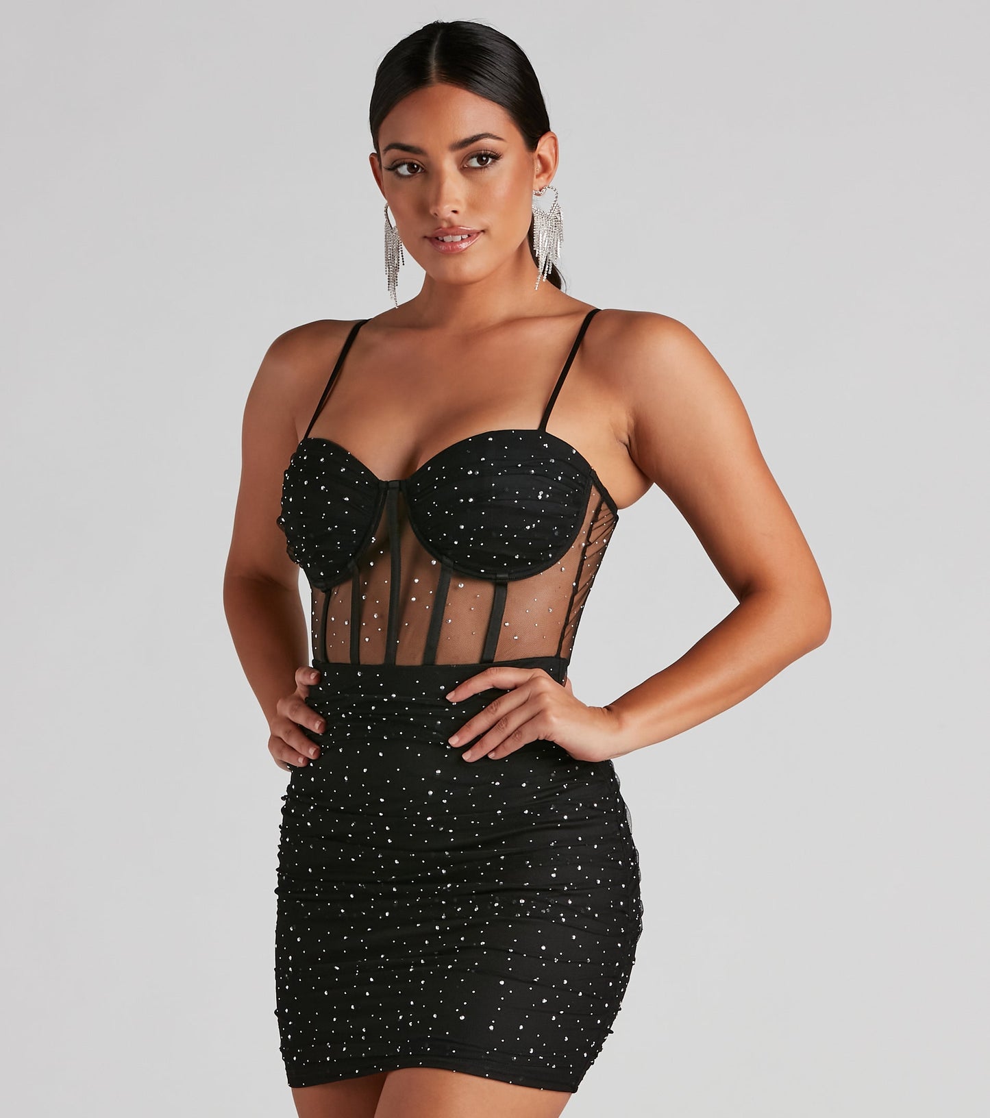 Vestido de tiros con brillos