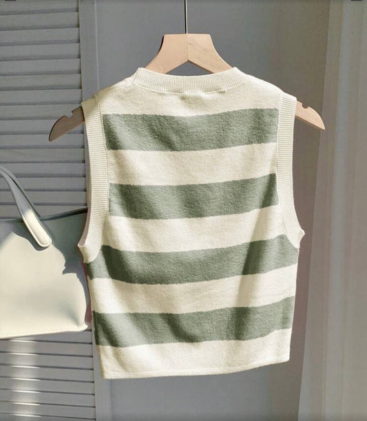 Top tejido crop a rayas