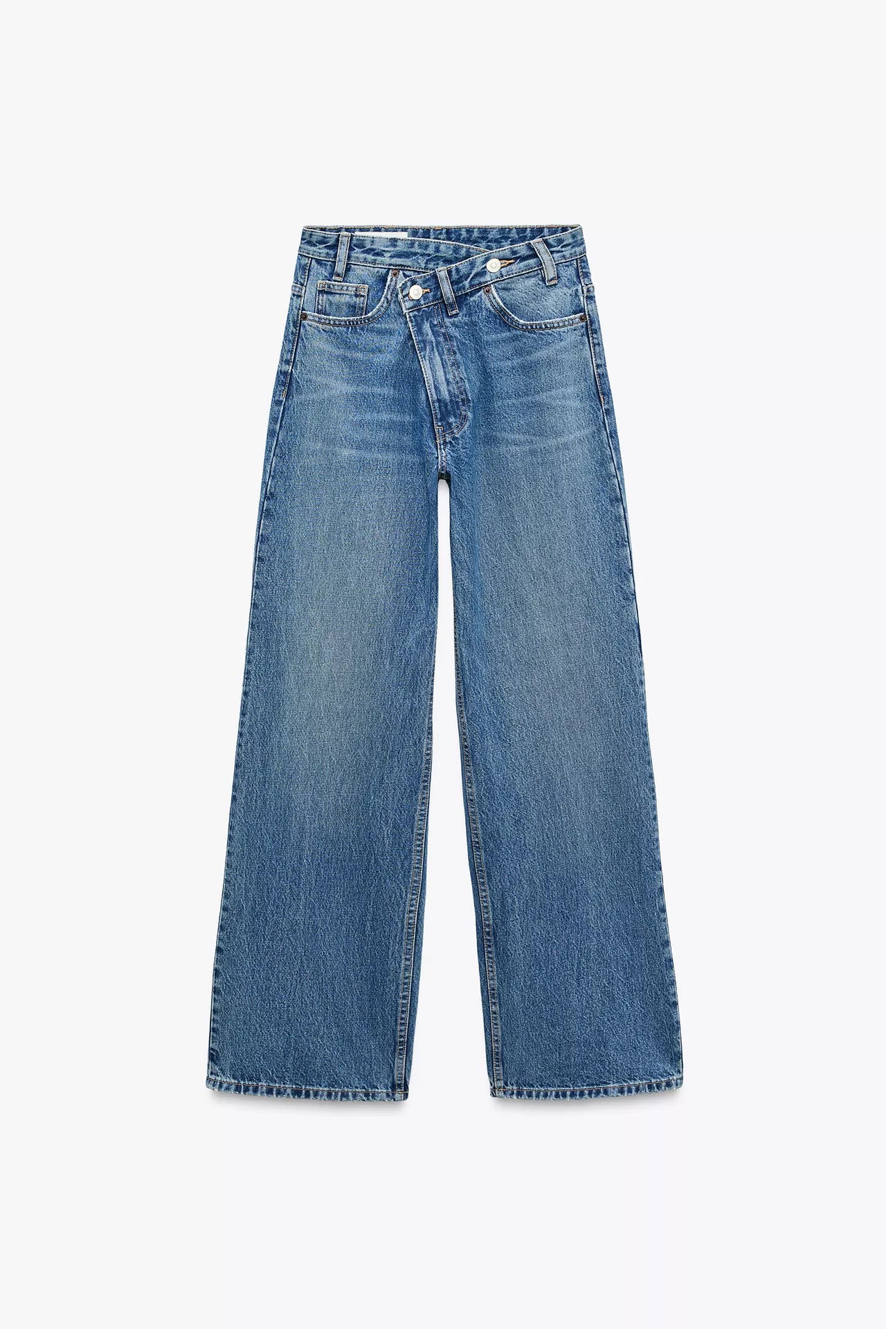JEANS TRF WIDE LEG CINTURA CRUZADA TIRO ALTO