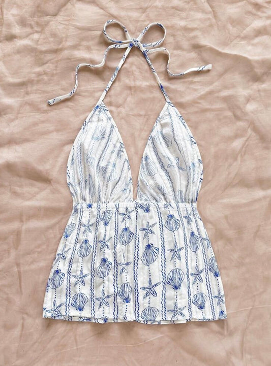 Top estampado con lazo