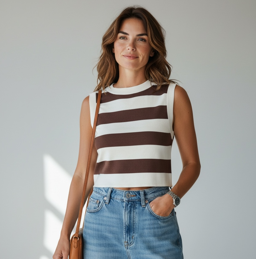 Top tejido crop a rayas