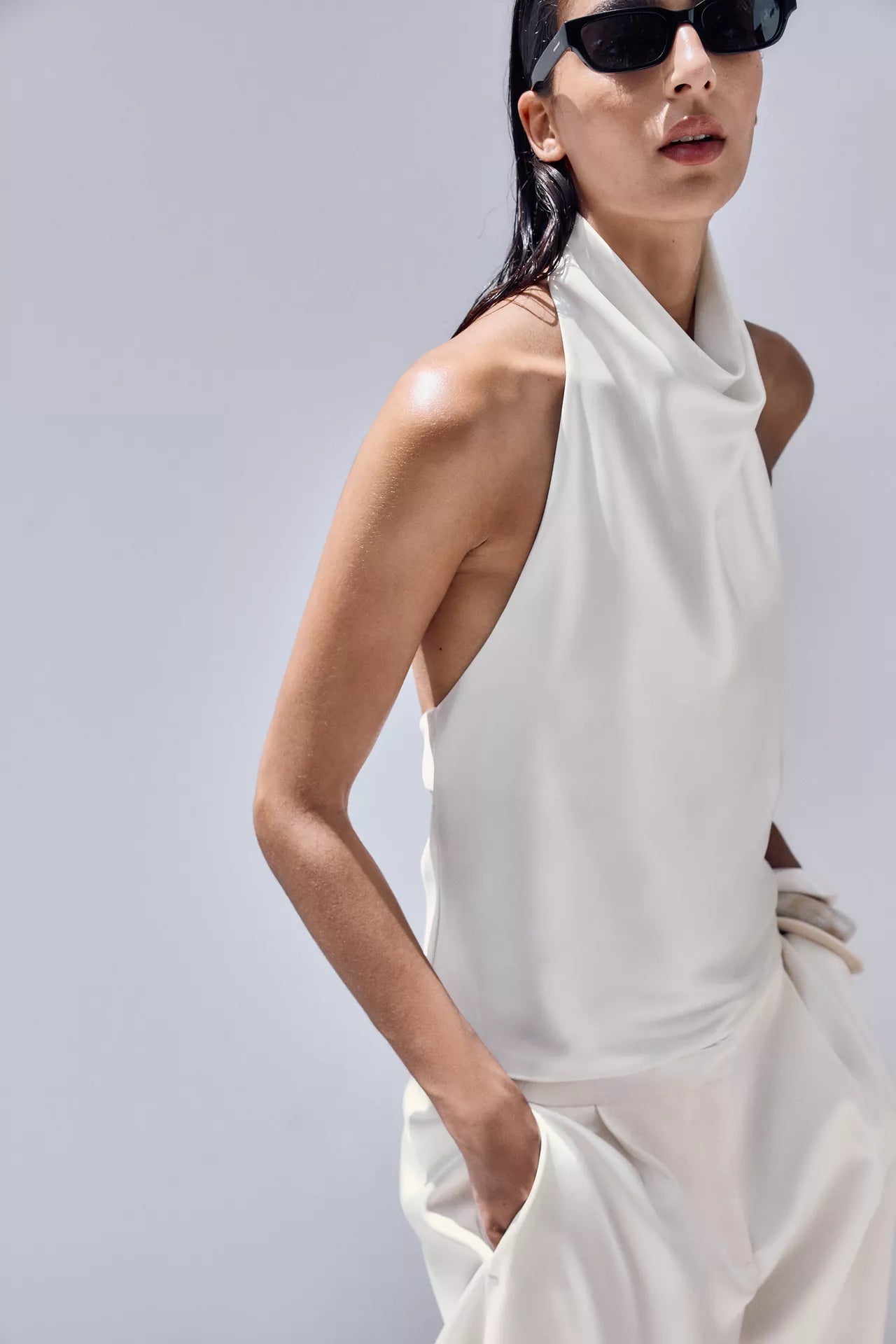 TOP HALTER SATINADO