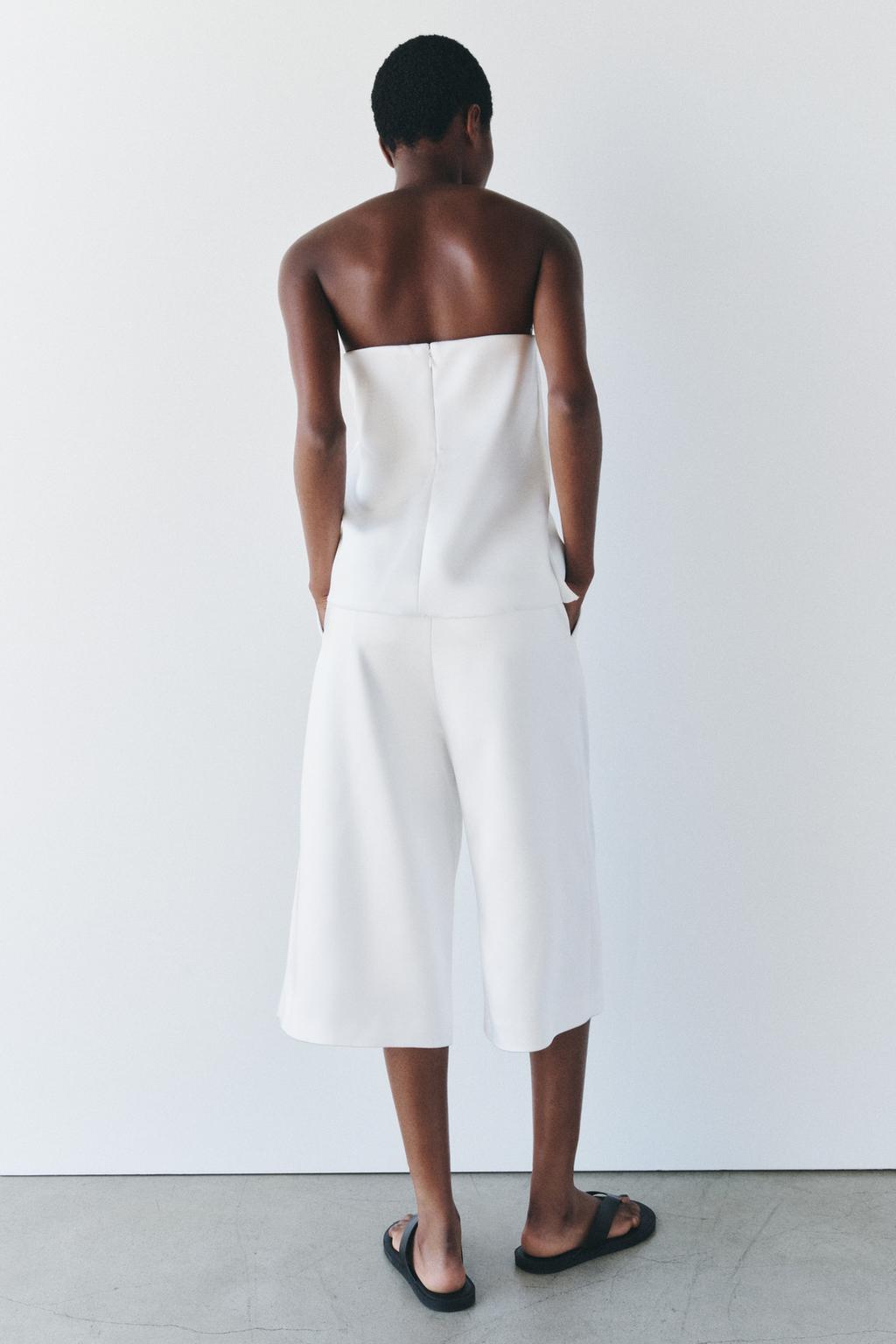 Blusa strapless de seda