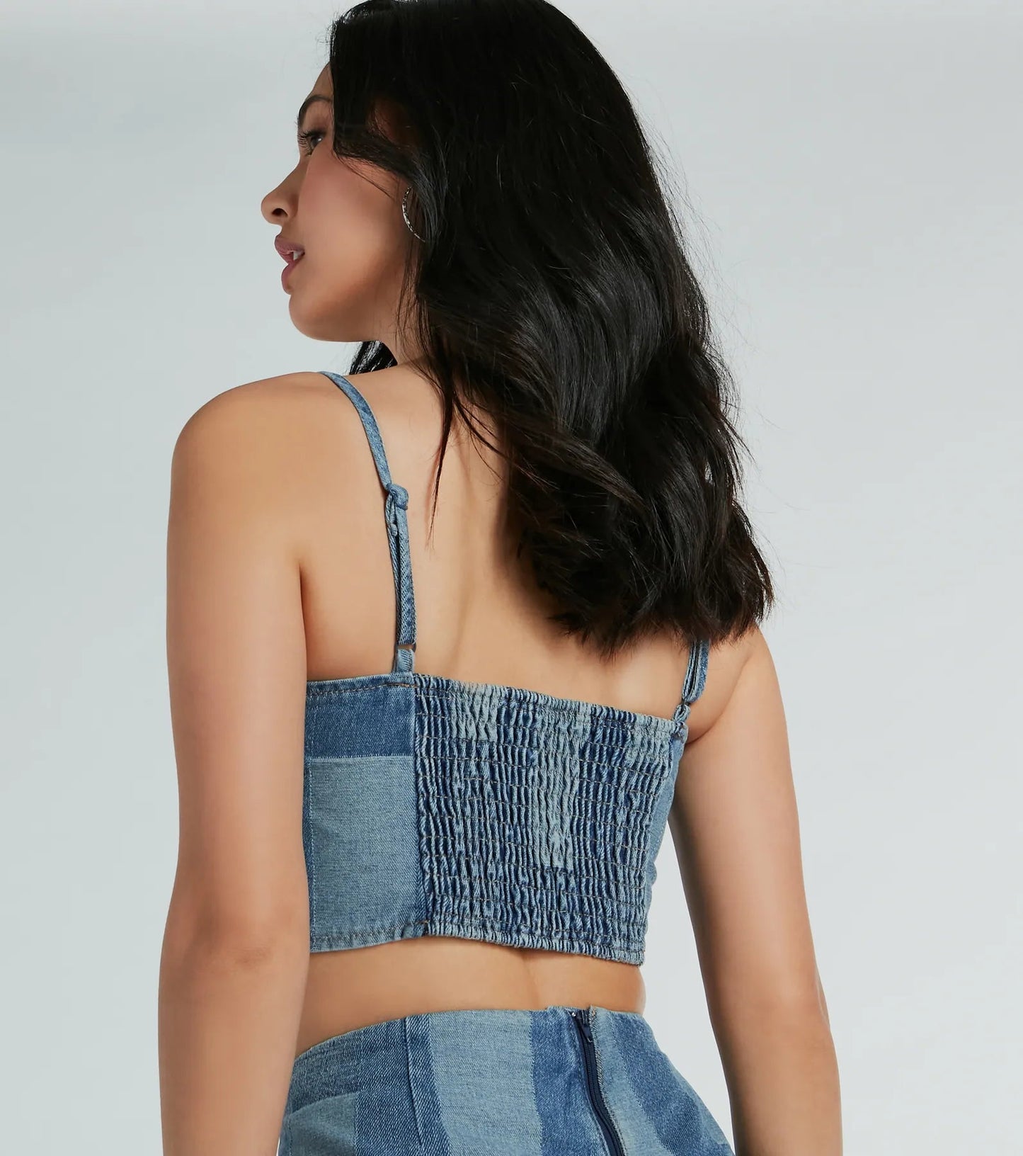 Crop top jeans de tiros