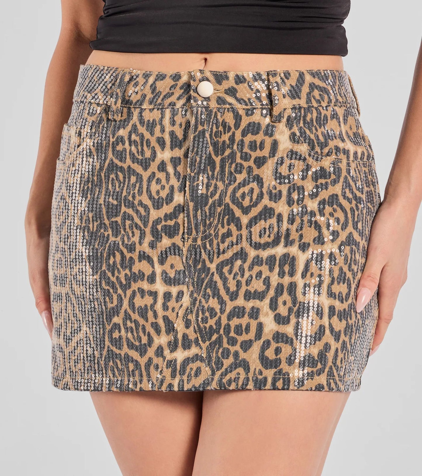 Falda de lentejuelas animal print