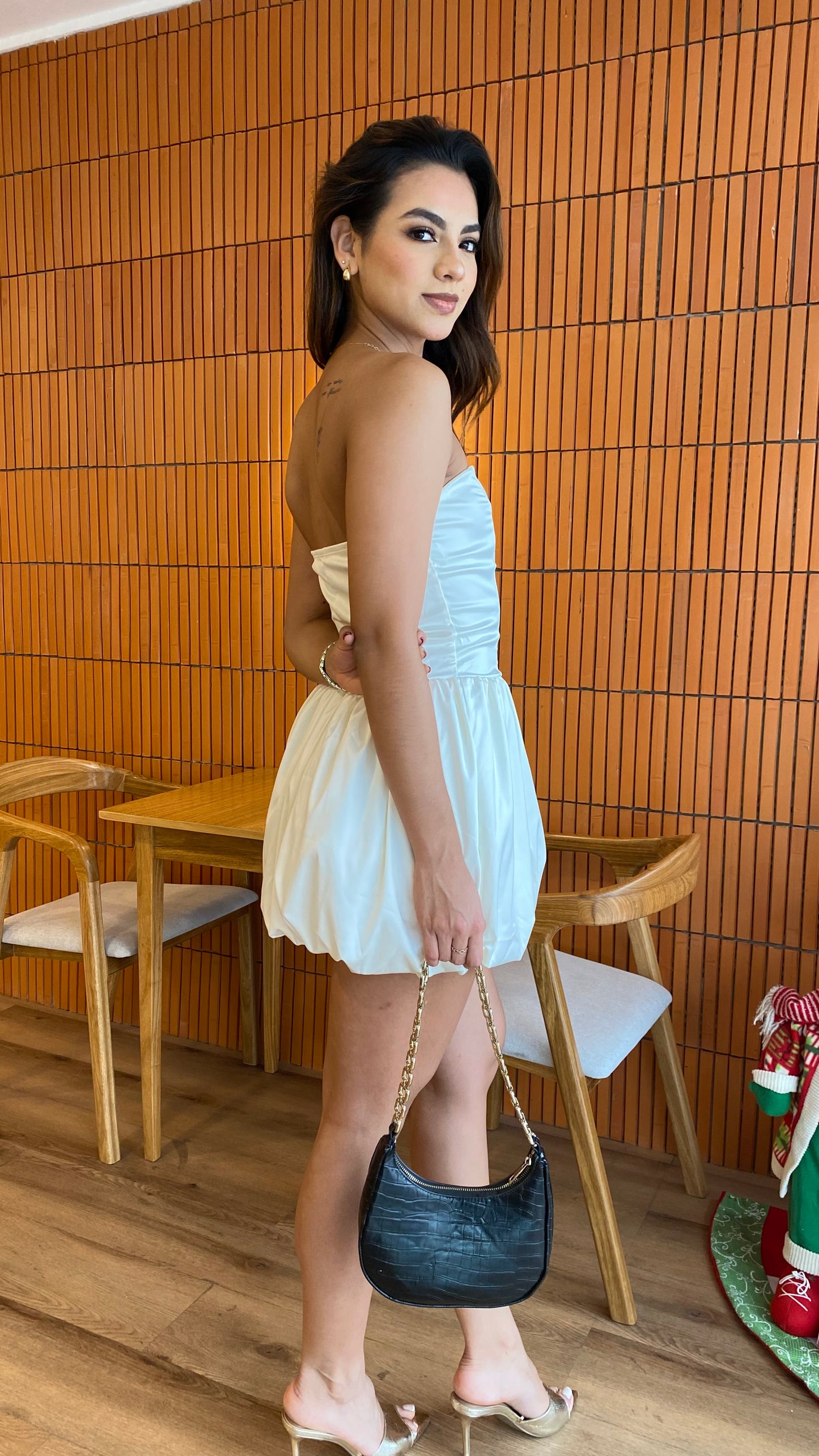 Vestido globo satinado