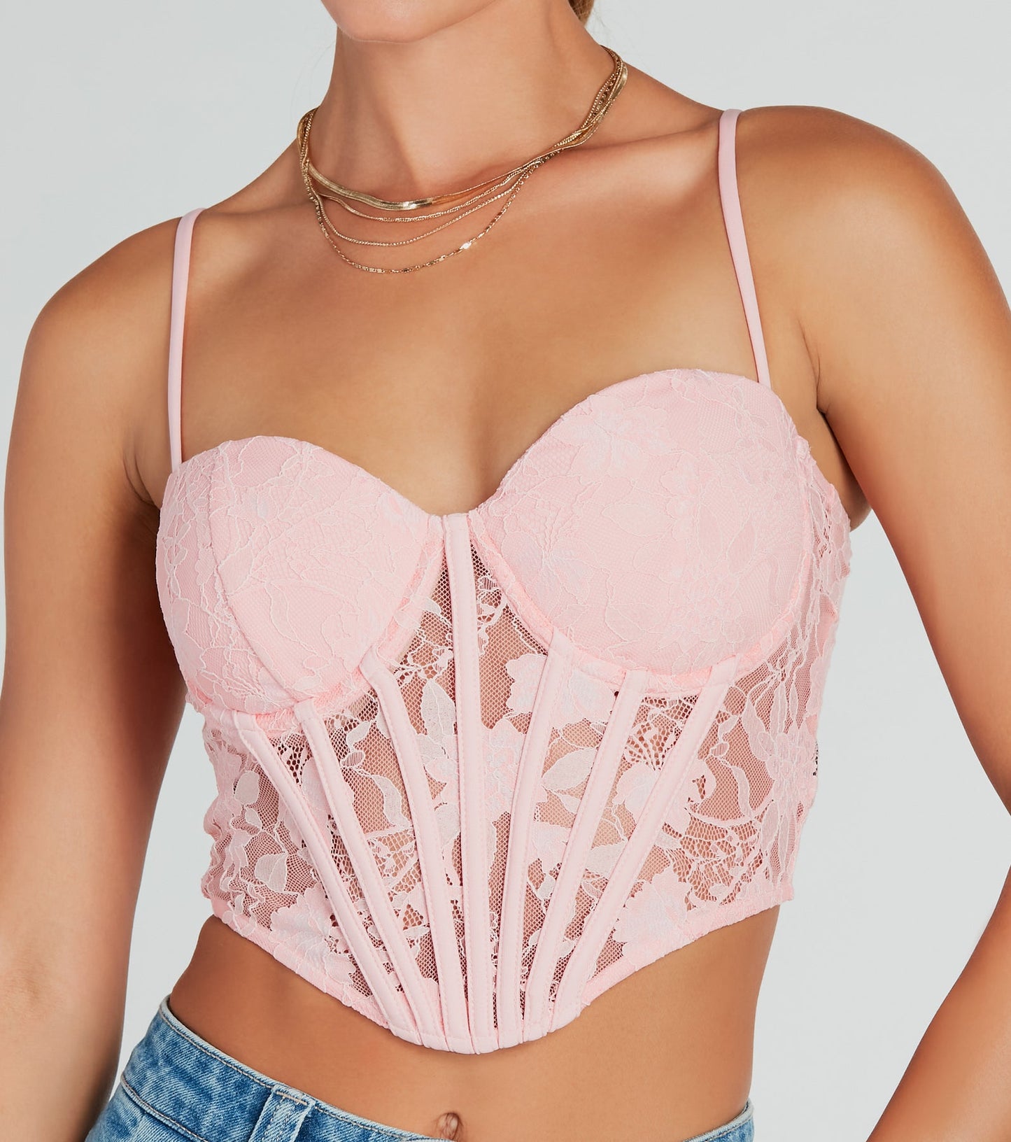 Corset de encaje con tiros