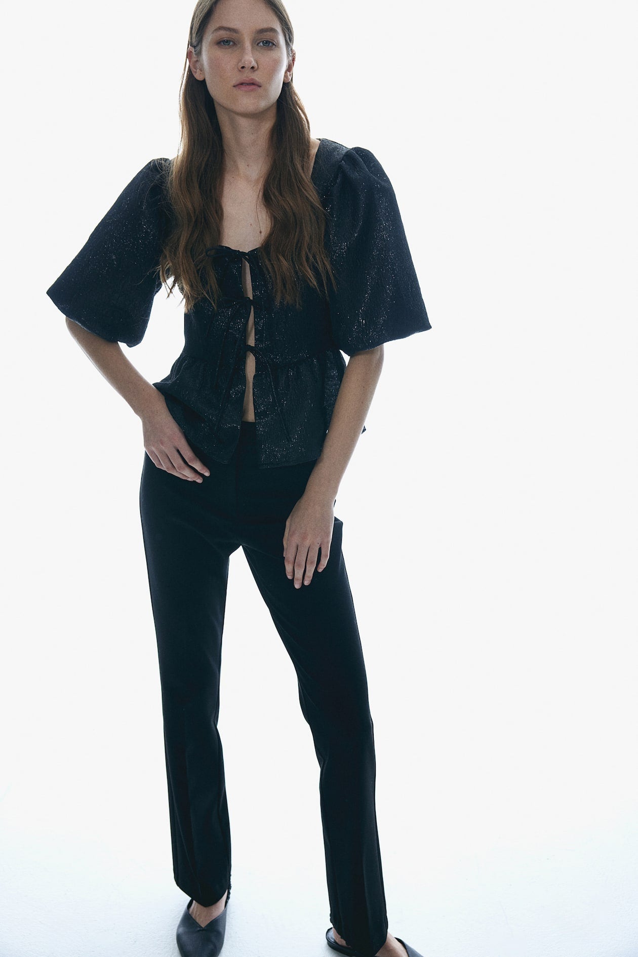 Blusa pomposa metalizada