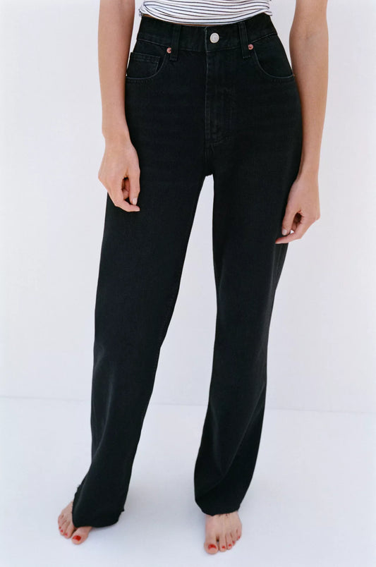 JEANS TRF WIDE LEG TIRO ALTO