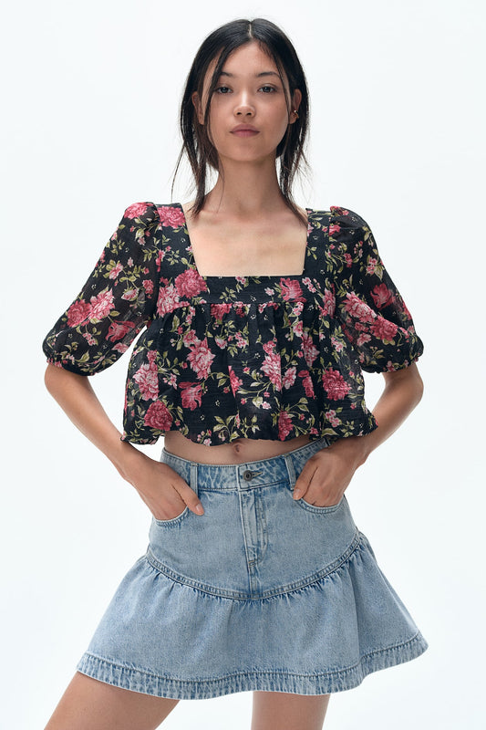FALDA DENIM CON PEPLUM