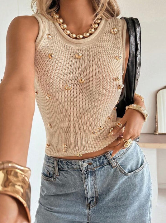 Blusa tejida sin mangas