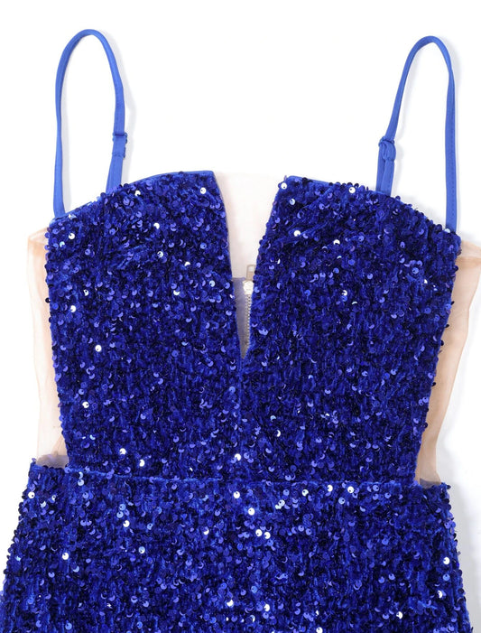 Vestido de lentejuelas con transparencia