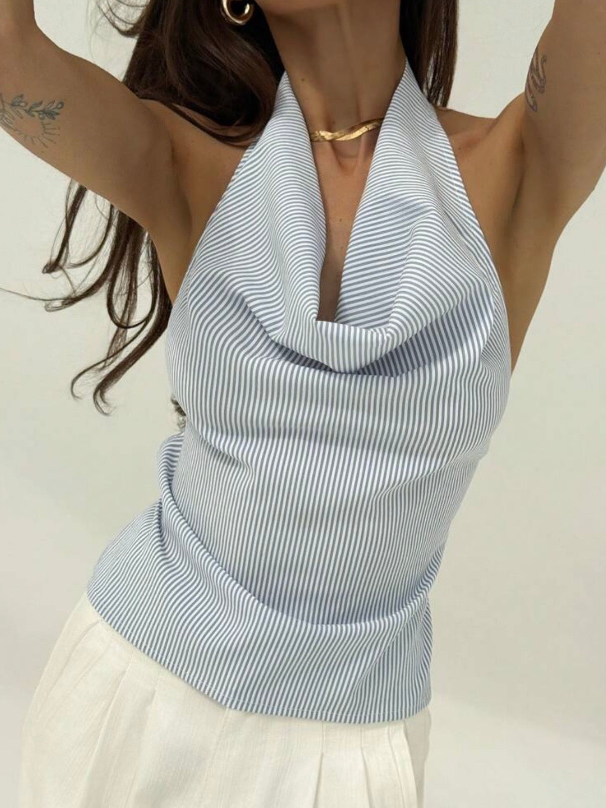 Blusa Halter con estampado a rayas