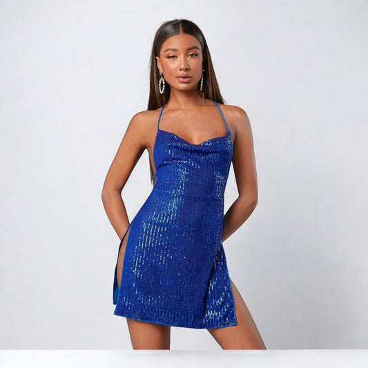 Vestido de lentejuelas escotado