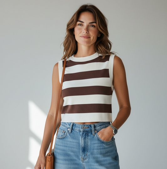 Top tejido crop a rayas