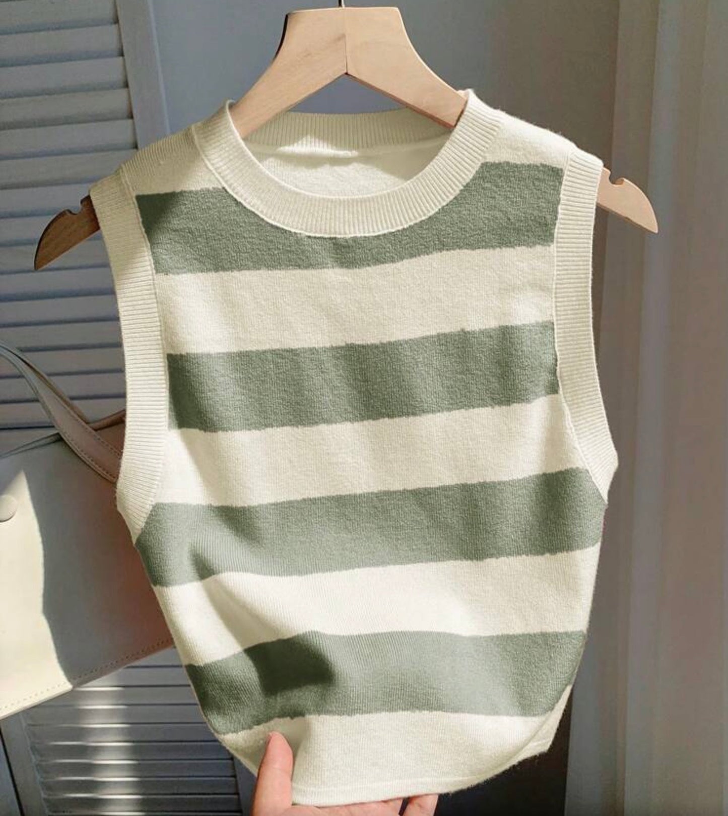 Top tejido crop a rayas
