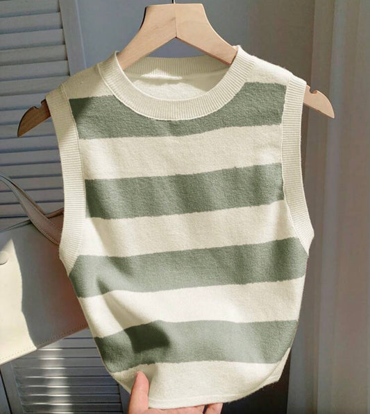 Top tejido crop a rayas