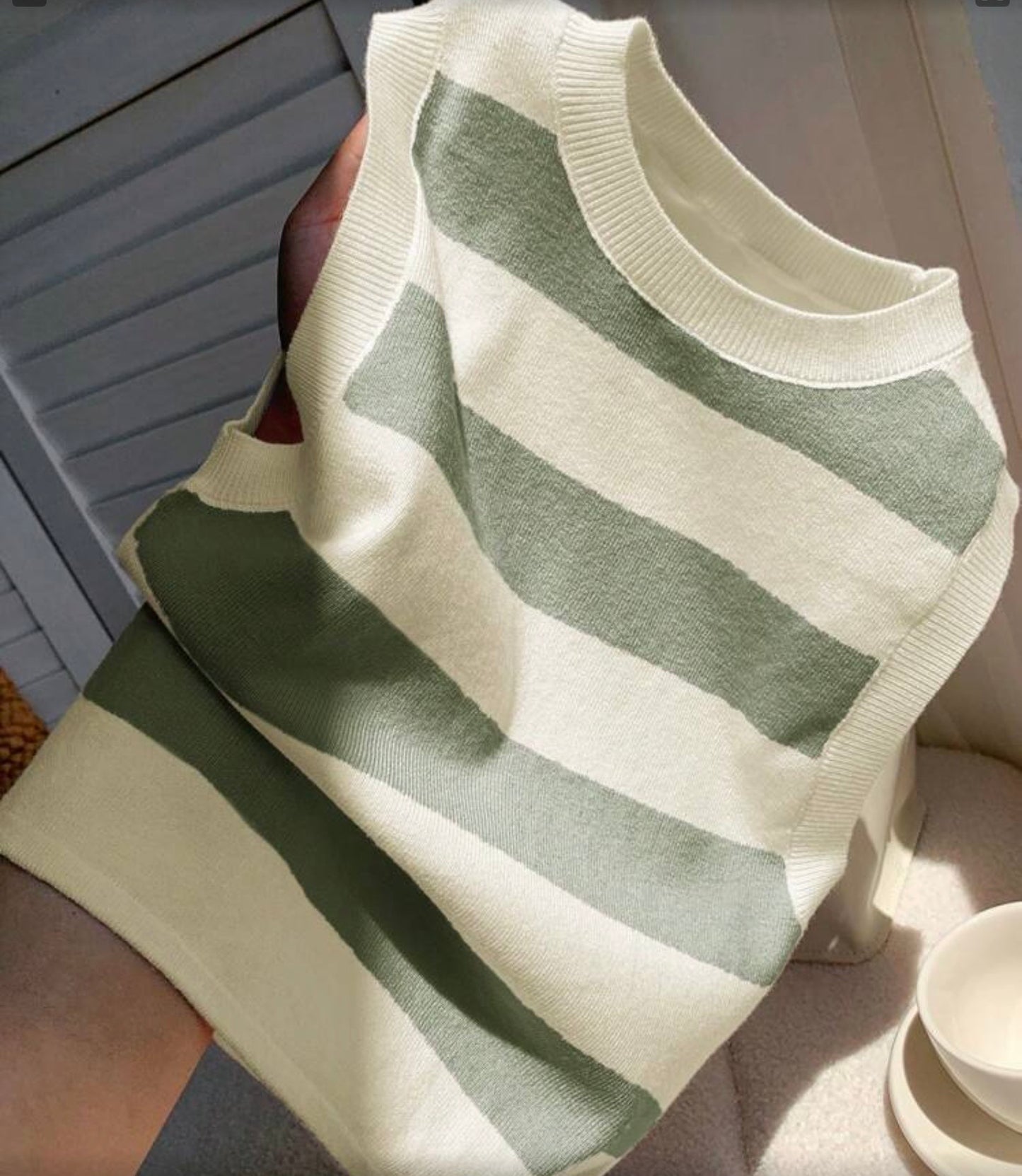 Top tejido crop a rayas