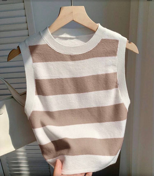 Top tejido crop a rayas