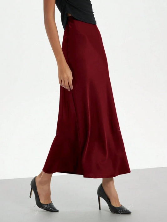 Falda midi satinada