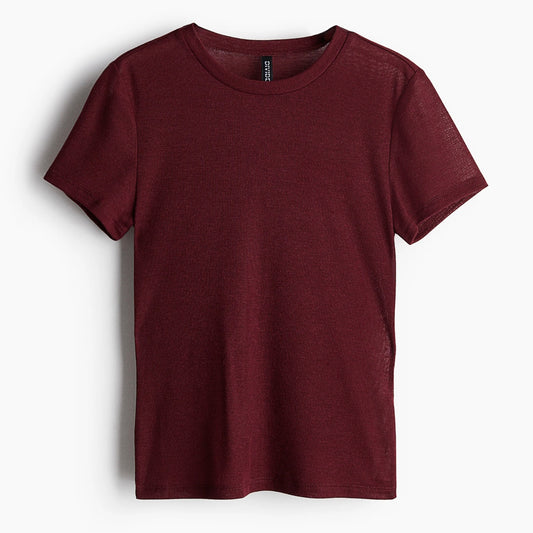 Blusa larga de cuello redondo semi transparente
