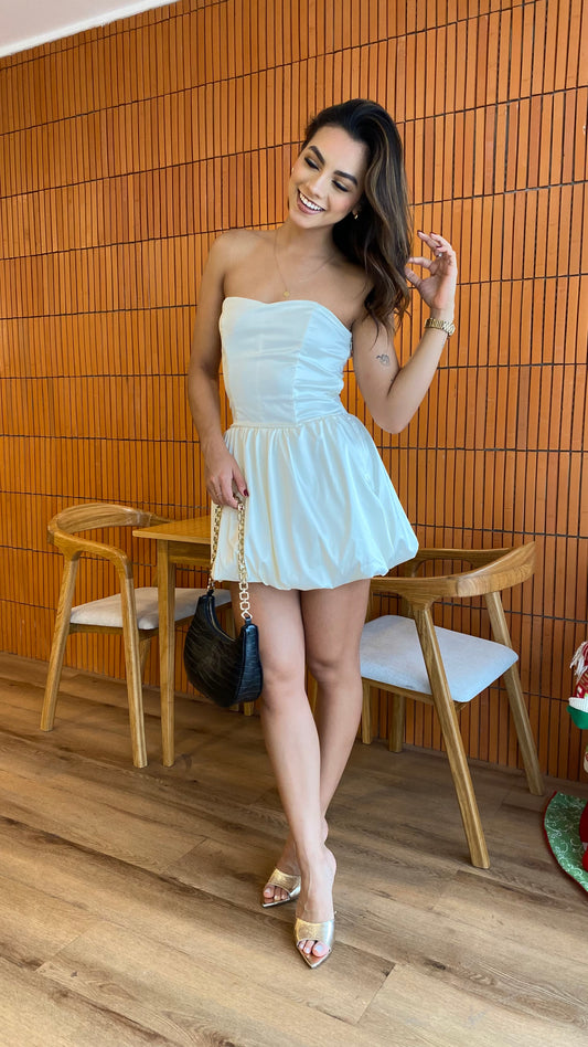 Vestido globo satinado